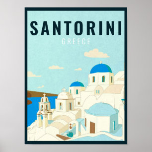 Poster Santorini Grèce île Vintage voyage Souvenir