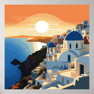 POSTER SANTORINI GRÈCE N° 1