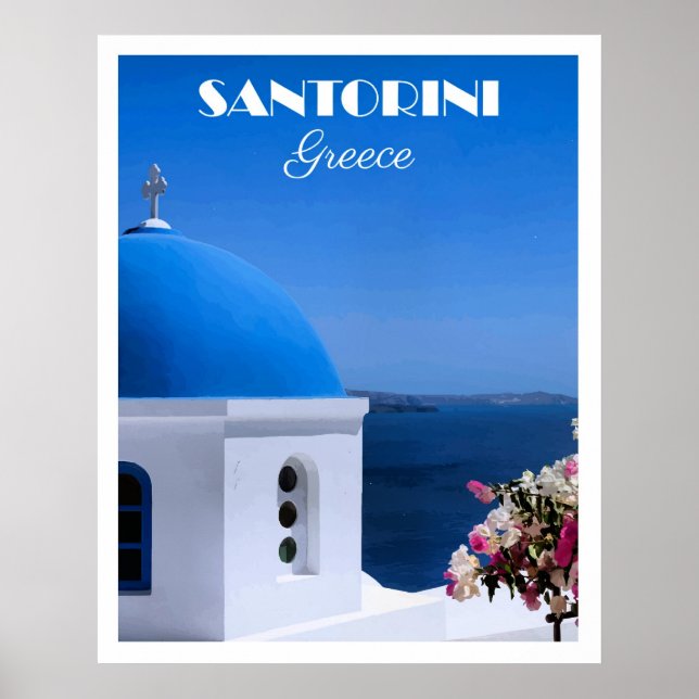 Poster Santorini, Greece travel poster,  (Devant)