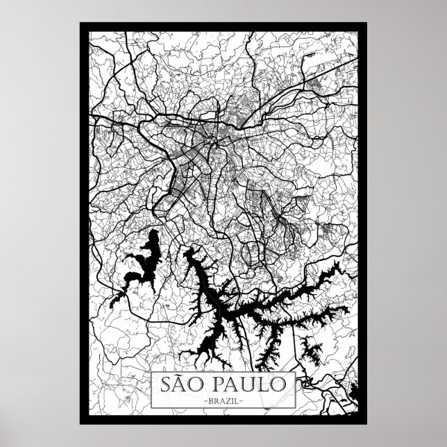 Poster São Paulo Brazil Map (Devant)