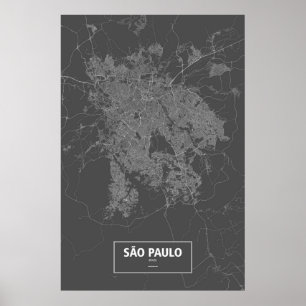 Poster Sao Paulo, Brazil (white on black)