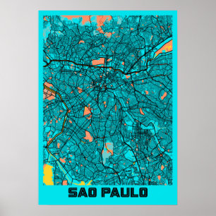 Poster Sao Paulo - Brésil Gloria City Carte