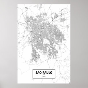 Poster Sao Paulo, Brésil (noir sur blanc)