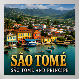 Poster São Tomé, port tropical et paradis insulaire