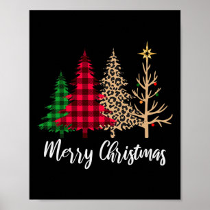 Poster Sapin de Noël Buffalo carreaux rouge vert léopard 