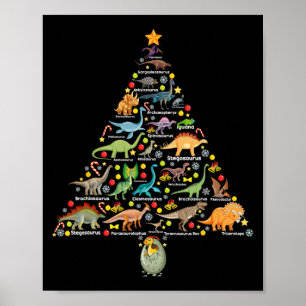 Poster Sapin de Noël Fanny Dinosaure Cadeaux de Noël Dino