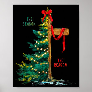 Poster Sapin de Noël La Saison Jésus Croix La Raison