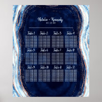 Sapphire Blue Geode Mariage Table de siège graphiq