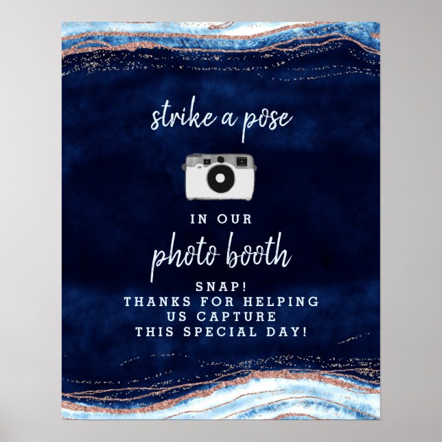 Poster Sapphire Blue Rose or Photo Booth Mariage Signé (Devant)