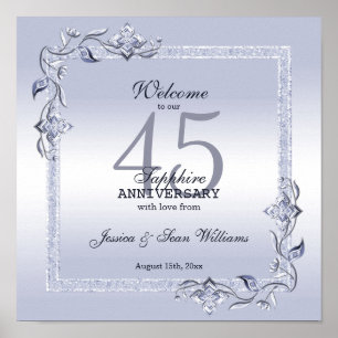 Poster Sapphire Gem & Parties scintillant 45e anniversair