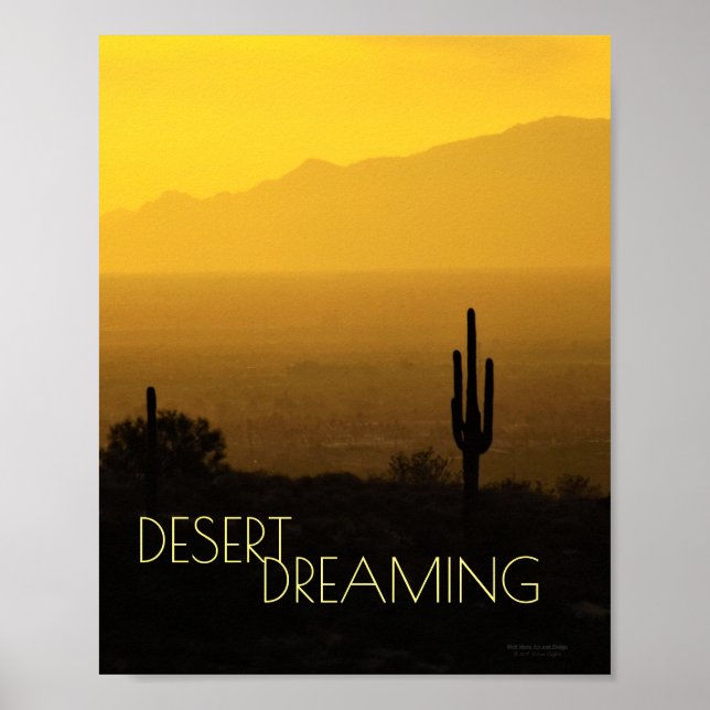 Poster Saquaro Cactus Arizona Coucher de soleil Ambre Jau (Devant)