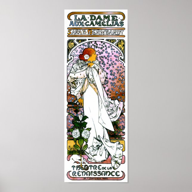 Poster Sarah Bernhardt, La Dame aux Camélias, Mucha Fine (Devant)