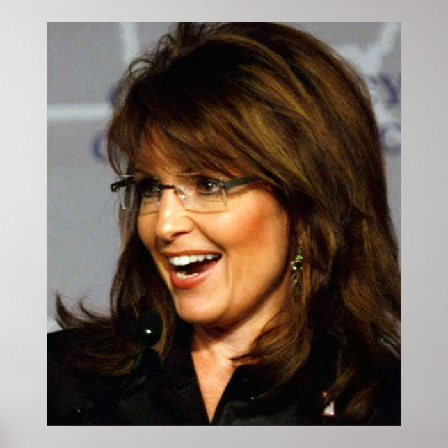 Poster Sarah Palin Souriant à l'affiche de la foule (Devant)
