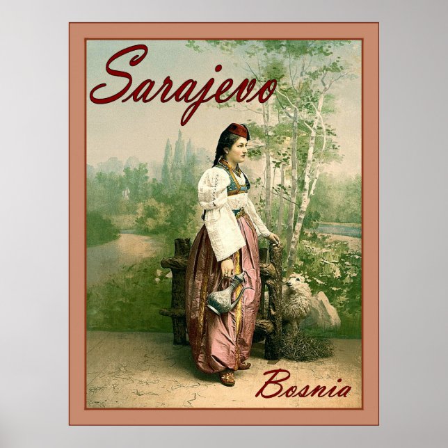 Poster Sarajevo ~ Bosnie ~ Vintage voyage Poser. (Devant)
