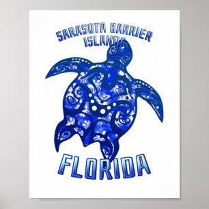 Poster Sarasota Barrier Florida Vacation Tribal Turtle