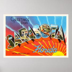 Poster Sarasota Florida FL Vieux souvenir Vintage voyage