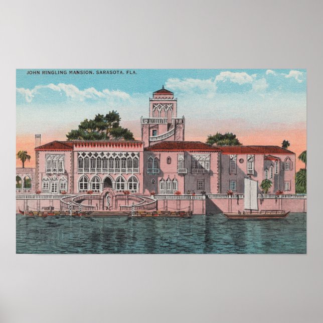 Poster Sarasota, Floride - Vue de John Ringling (Devant)