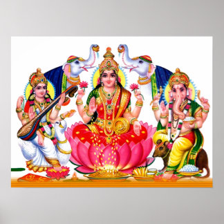Poster Saraswati, Laxmi, Ganesha