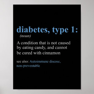 Poster Sarcasme amusant T1d Diabète Définition Sensibilis