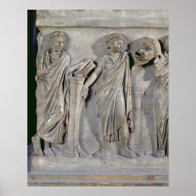 Poster Sarcophage des Muses, détail de Clio & (Devant)