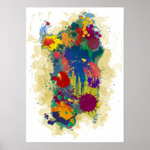 Poster Sardaigne, plan des gouttes de peinture