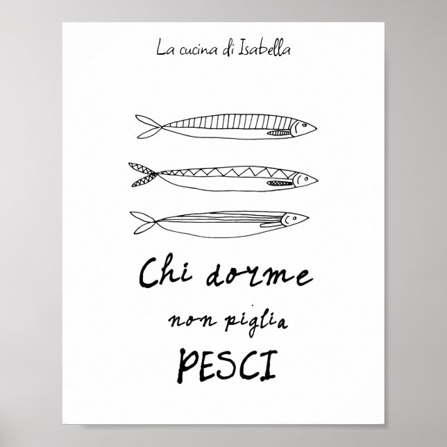 Poster Sardines de cuisine italienne italie citation dess (Devant)