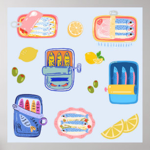 Poster Sardines et citrons