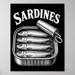 Poster Sardines vintage boîte de poisson amateur de fruit
