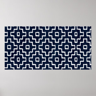 Poster Sashiko seamless indigo dye pattern with tradition
