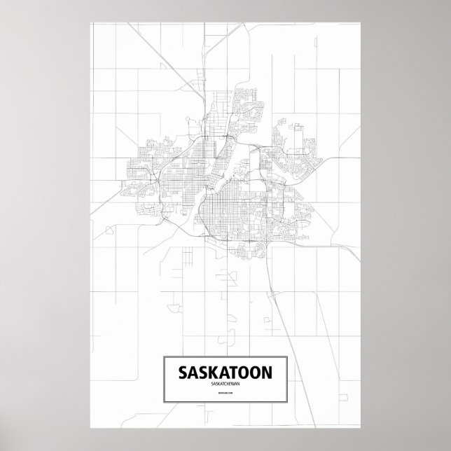 Poster Saskatoon (Saskatchewan) (noir sur blanc) (Devant)