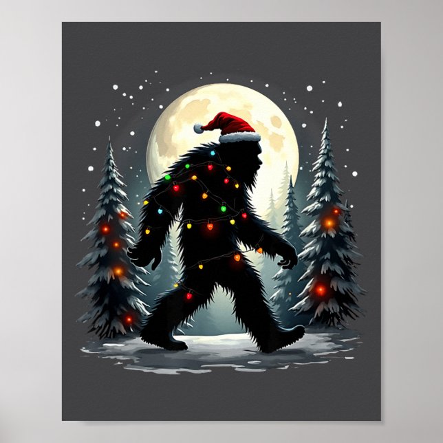 Poster Sasquatch 67 Santa Bigfoot Christmas Tree Funny  (Devant)