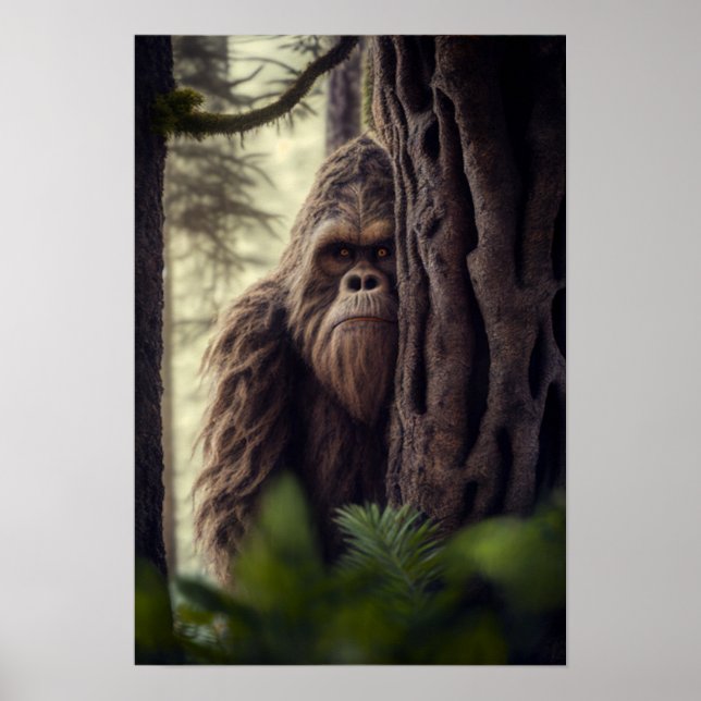 Poster Sasquatch, Bigfoot, Art Imaginaire, Mythe Urbain (Devant)