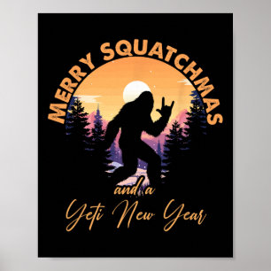 Poster Sasquatch Père Noël Yeti Joyeux Squatchmas Bigfoot