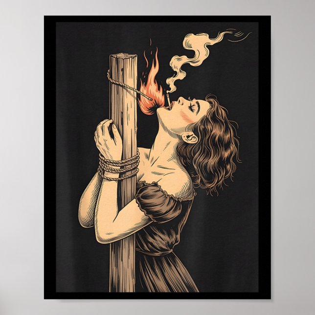 Poster Satan Devil Hell sorcière avec Flames Cigarette Oc (Devant)