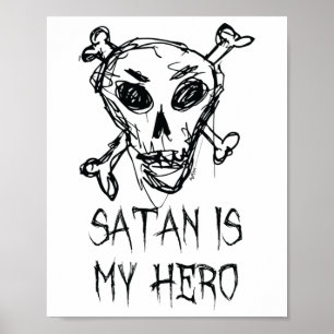Poster Satan Est Mon Héros Halloween Costume Mot Design