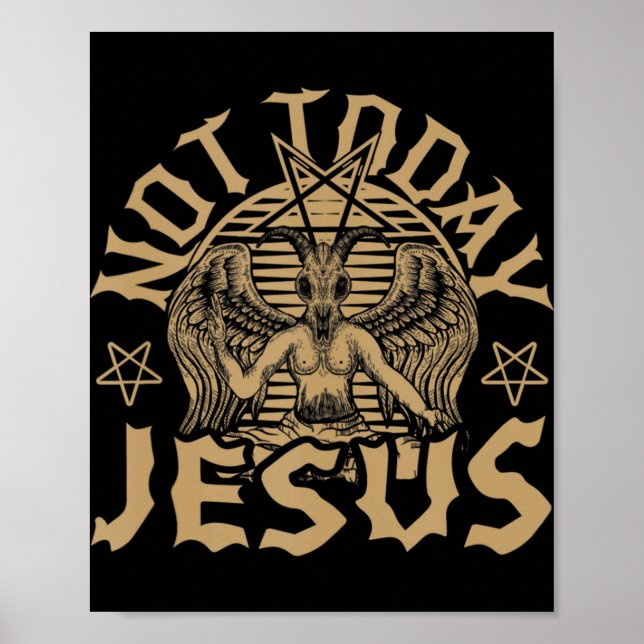 Poster Satanic Baphomet Satan Pas aujourd'hui Jésus Tank  (Devant)