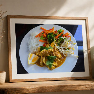 Poster Satay de poulet thaï avec légumes et riz