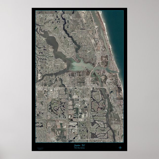 Poster satellite de Jupiter, carte de Floride (Devant)