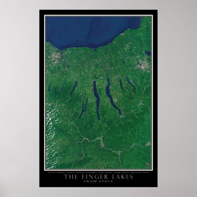 Poster satellite de la région des lacs Finger (Devant)