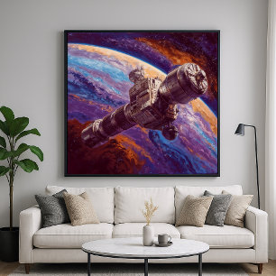 Poster Satellite exotique - Style d'illustration Space Te