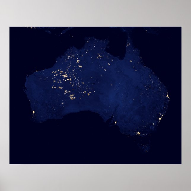 Poster Satellite Les Lumières Nocturnes De L'Australie. (Devant)