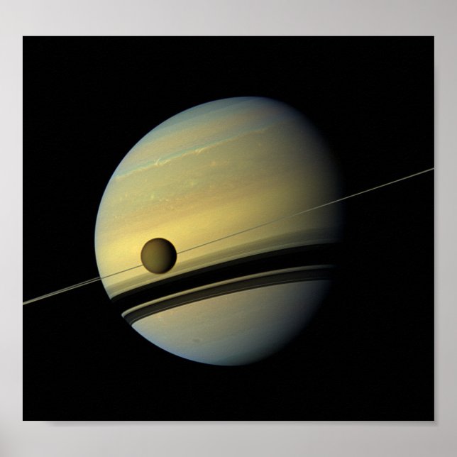 Poster Saturn & Titan Cassini Photo spatiale (Devant)