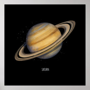 Poster Saturne artistique avec anneaux vibrants