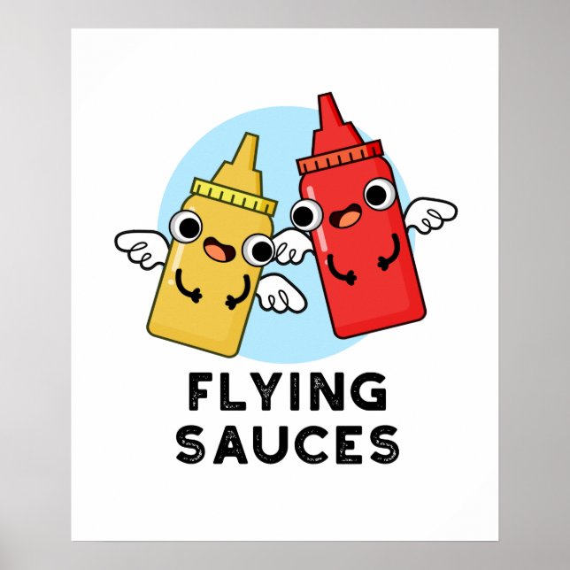 Poster Sauces volantes Funny Food Pun (Devant)