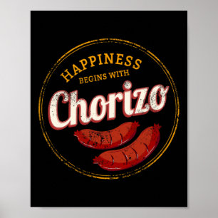 Poster Saucisson Chorizo Rétro BBQ Vintage Gourmet Barbec