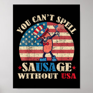 Poster Saucisson Sans Usa Retro Funny 4 juillet Indepe