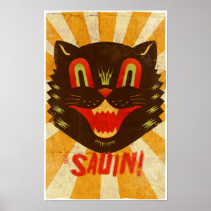 Poster Sauin ! Chat noir d'Halloween