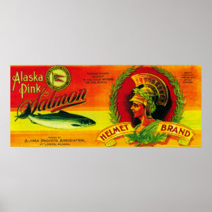 Poster Saumon casque Can LabelLoring, AK
