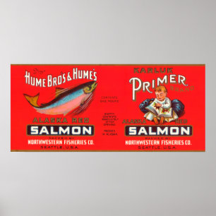 Poster Saumon de marque primeur Étiquette - Seattle, WA