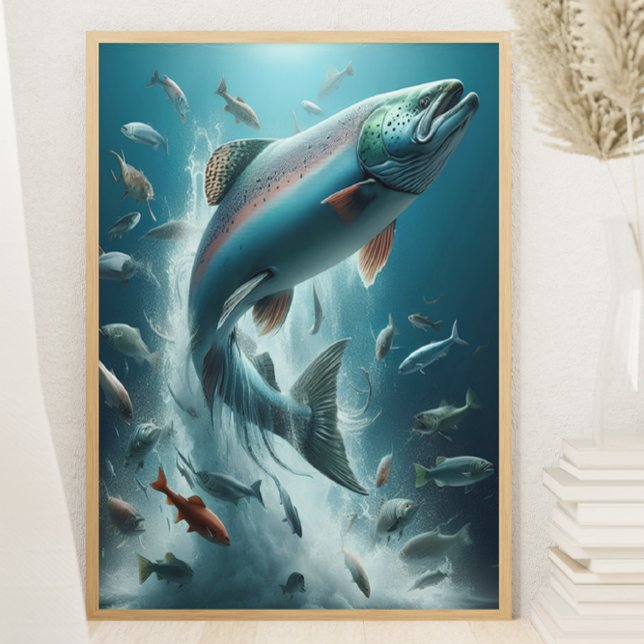 Poster Saumon majestueux pendant la Danse Lune 8x10 (Créateur téléchargé)